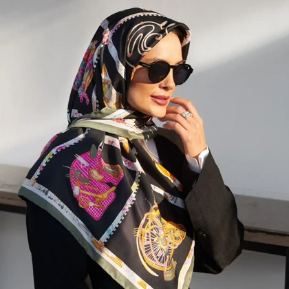 روسری ابریشم دور دست دوز (قواره 90) 30145