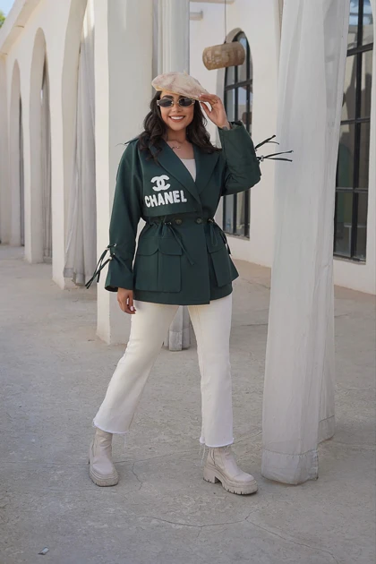 بارانی زنانه مدل چنل (Chanel) آستردار قد 70