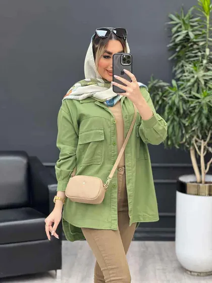 مانتو آستین برش‌دار دو جیب