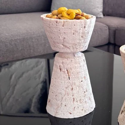 ظرف پایدار کوچک سنگ تراورتن کرم