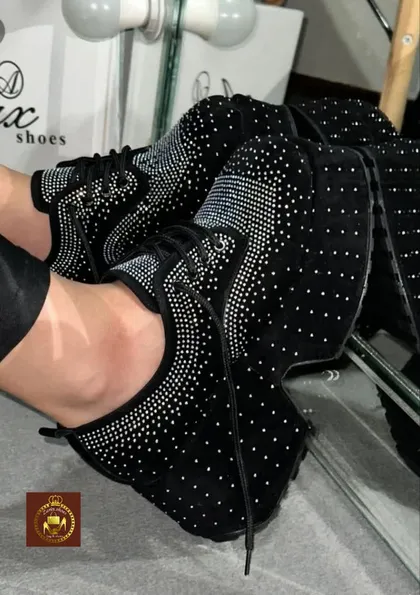 کفش لوفر لژدار نگینی زنانه مجلسی بندی