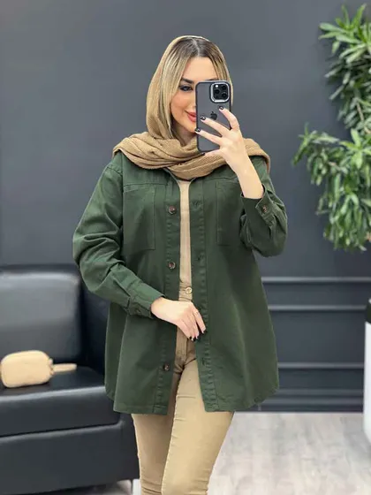 مانتو جلو دکمه دو جیب