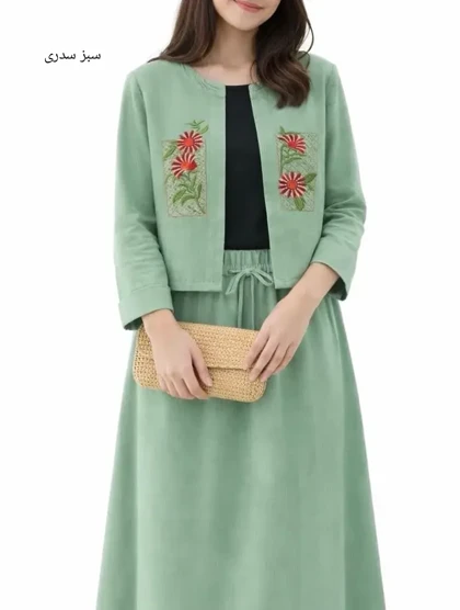 ست کت و دامن گلدوزی لینن آرامش