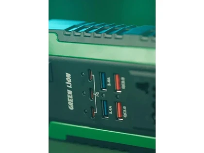 اینورتر و شارژر فندکی فست شارژ ماشین دو سوکت 300 وات گرین GNSPI300WAT