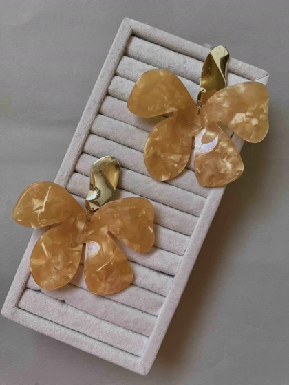 گوشواره گل اپوکسی نارنجی