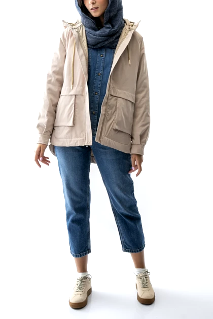 بارانی کلاه دار آستین رگلان زنانه