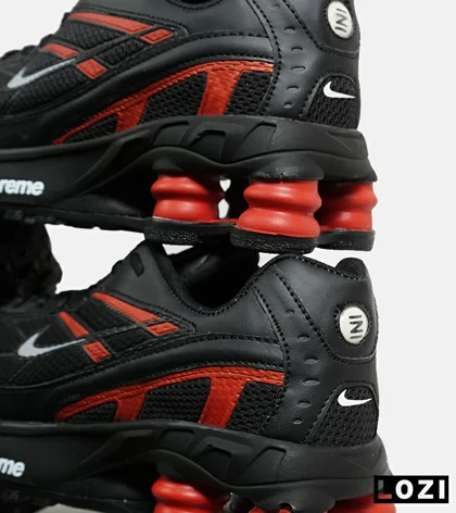کفش کتانی مردانه مشکی قرمز نایک NIKE x SUPREME shox ride 2
