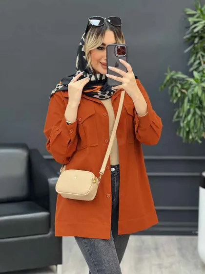 مانتو سر جیب دکمه آستین پیله
