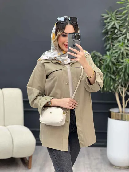 مانتو زیپ نما آستین دو دکمه