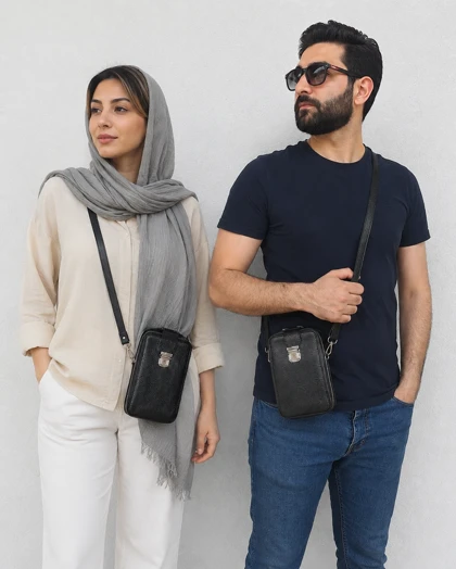 کیف کراس‌بادی چرم طبیعی مدل پاسپورتیCrossbody