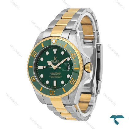 ساعت رولکس سابمارینر مردانه دو رنگ طلایی صفحه سبز Rolex-7060-G