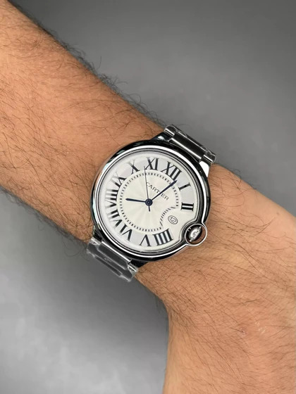 ساعت مچی کارتیه بلن بولو بند سیلور صفحه سفید Cartier Ballon Bleu