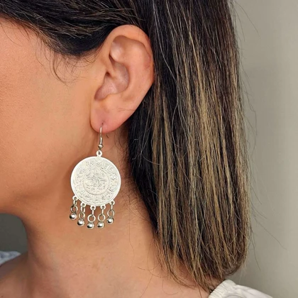 گوشواره آویز ورشو طرح سکه