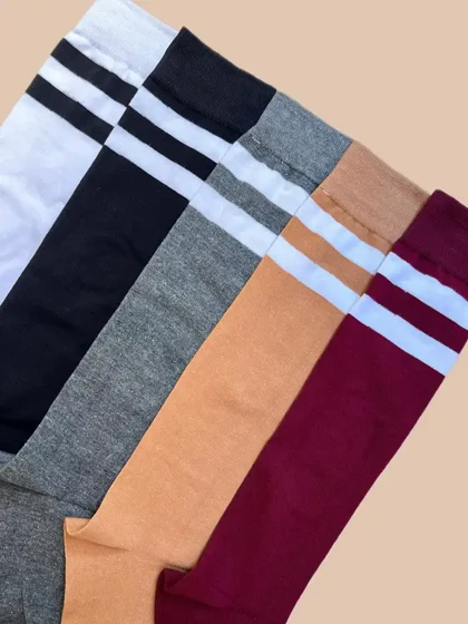 جوراب ساق بلند زیر زانو زنانه طرح دو خط