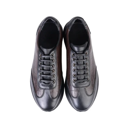 کفش ونس چرم قهوه‌ای مشکی مردانه