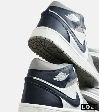 کفش کتانی ساق‌دار مردانه و زنانه سفید سرمه ای طوسی NIKE jordan 1 مدل 6580