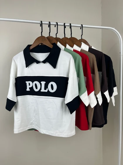 کراپ باکسی یقه دار Polo