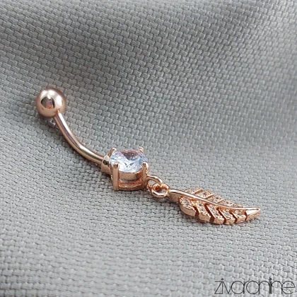 پیرسینگ ناف جواهری با آویز برگ 70057