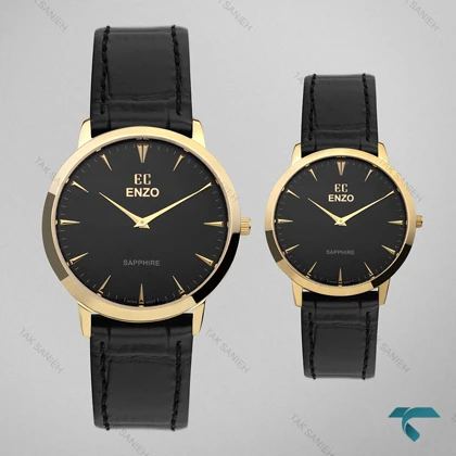 ساعت ست انزو EC-1702GBS طلایی بند چرم مشکی Enzo-8108-S