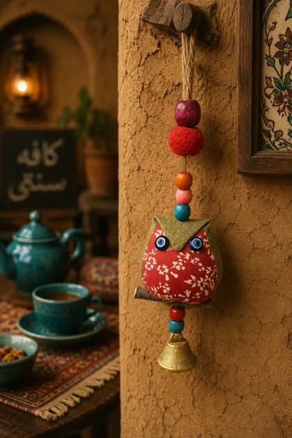 آویز عروسکی منگوله‌دار پارچه ای جغد