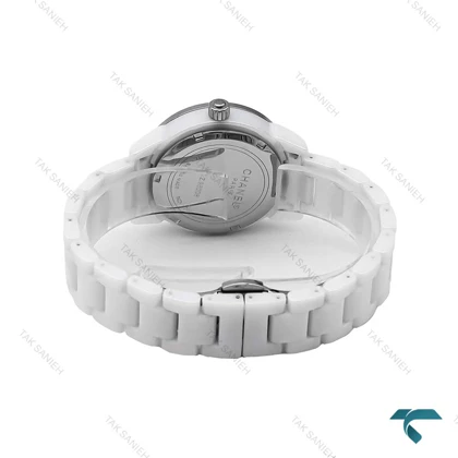 ساعت شنل زنانه سرامیکی سفید فریم نقره ای Chanel-6307-L