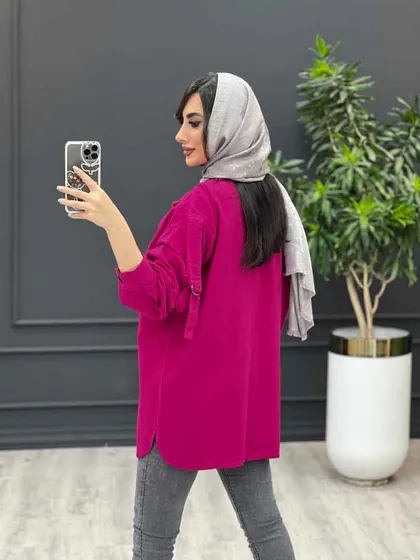 مانتو لینن دو جیب آستین سگک دار