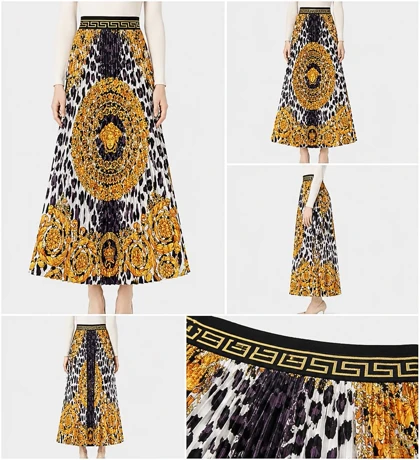 دامن پلیسه پلنگی Versace
