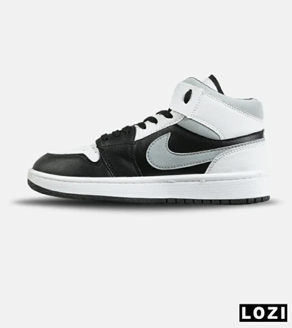 کفش کتانی بزرگ پا ساق‌دار سفید مشکی طوسی NIKE AIR Jordan 1 مدل 8305
