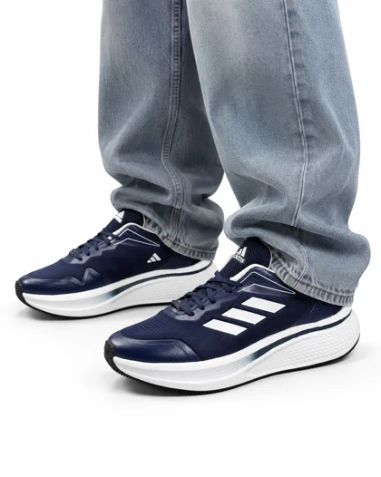 کفش کتانی مردانه بزرگ پا مدل آدیداس زیره بست سرمه ای سفید ADIDAS