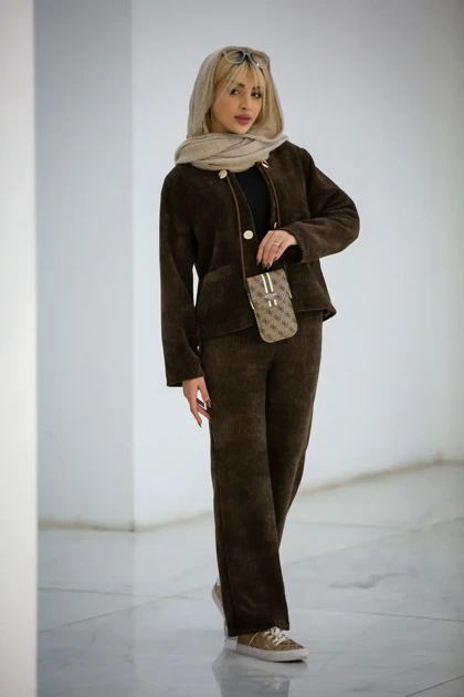 جکت زنانه دکمه نما آستردار