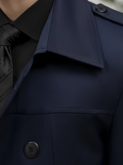 بارانی 8 دکمه سرمه‌ای کدr116