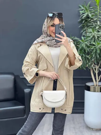مانتو لینن پشت قیطان دوزی
