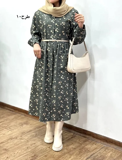 پیراهن مانتویی پاییزه طرحدار آیسو سانیا 1