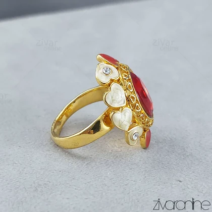 انگشتر زنانه مدل ملکه نگین قرمز 30107