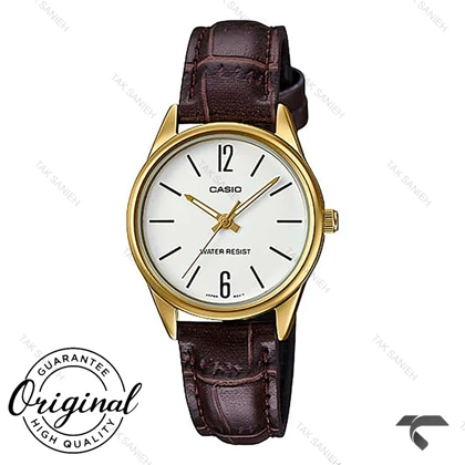 ساعت کاسیو زنانه LTP-V005GL-7B طلایی بند چرم قهوه ای Casio-10325-L