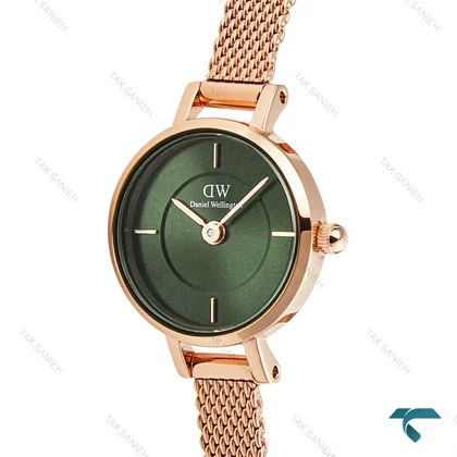 ساعت DW زنانه گرد حصیری مینی رزگلد صفحه سبز DW-6649-L