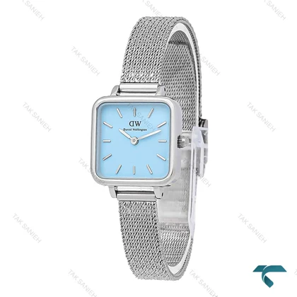 ساعت زنانه دنیل ولینگتون مربعی حصیری صفحه آبی DW-7125-L