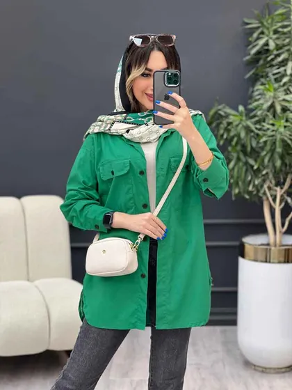 مانتو لینن سر جیب دکمه وینا
