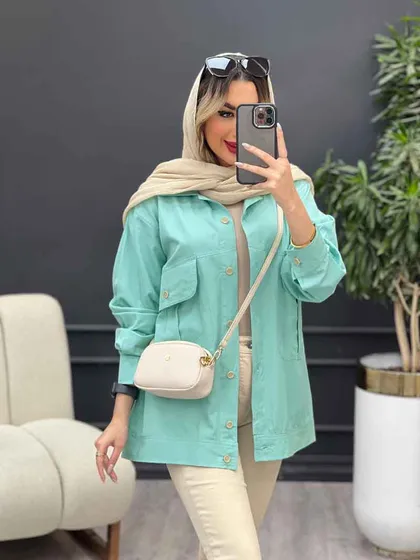 مانتو کتان جیب پیله نیکا