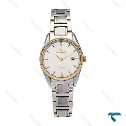 ساعت رومانسون زنانه دورنگ طلایی صفحه سفید Romanson-6202-L