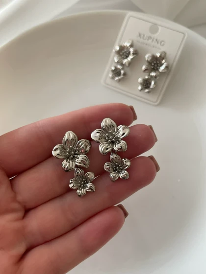 گوشواره میخی فلاور نقره ای ژوپینگ