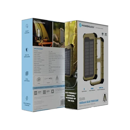 پاوربانک خورشیدی 10000 میلی آمپر پاورولوژی مدل POWEROLOGY PPBCHA100KH