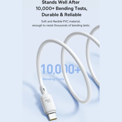 کابل سوپر فست شارژ یواس‌بی به تایپ‌سی 100 وات یک متری بیسوس P10377703113-00