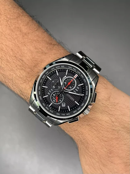 ساعت مچی سیتیزن کورنوگراف سیلور صفحه مشکی Citizen