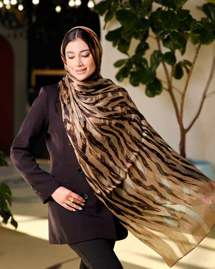 شال ابریشم میله ای زبرا 20623