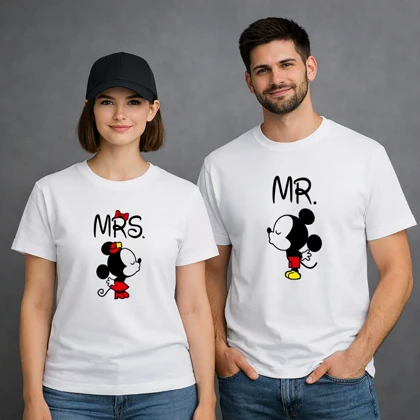 تیشرت ست دو نفره طرح اقا و خانم Mr and Mrs