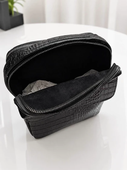 کیف رودوشی و دستی دوزیپ چرم طبیعی/croco23