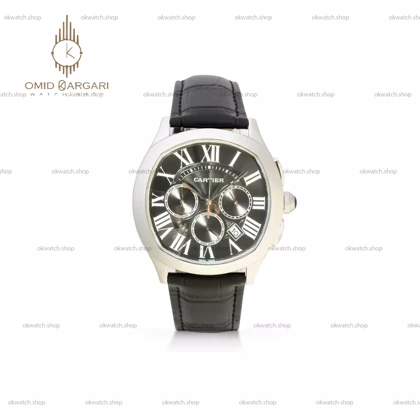 ساعت مچی کارتیه کورنوگراف بند چرمی صفحه مشکی Cartier