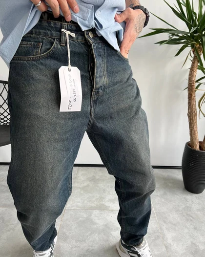 شلوار مام فیت کثیفشور ساده RAG&BONE