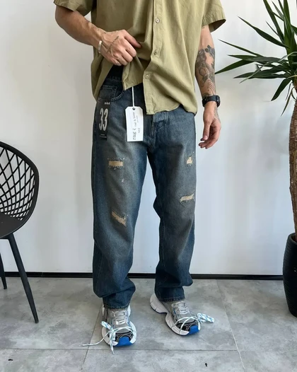 شلوار نیم بگ کثیفشور زاپ‌دار RAG&BONE